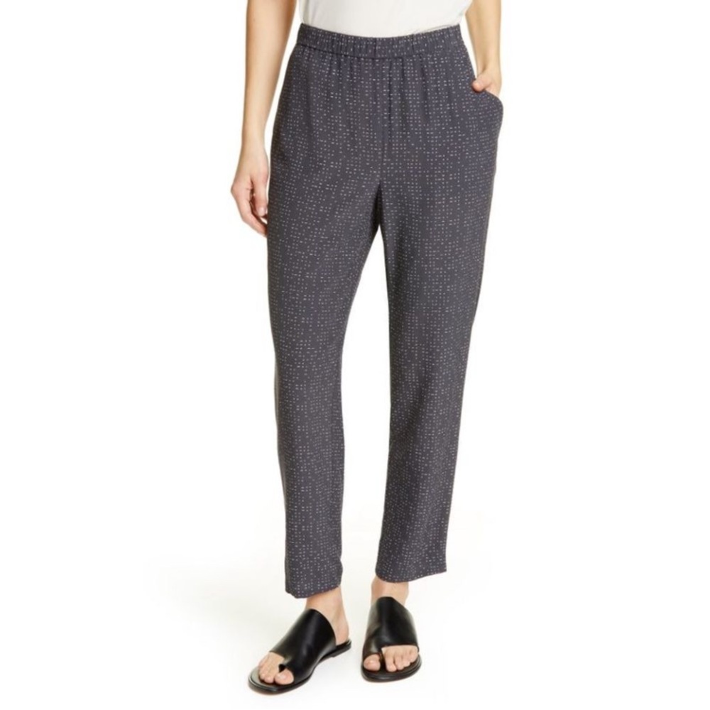 Eileen Fisher Morse Dots Ankle Pants Size S small gray grey nwt